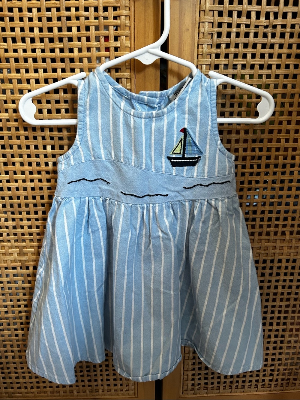 New Potatos 100% Cotton Blue Sailboat Dress